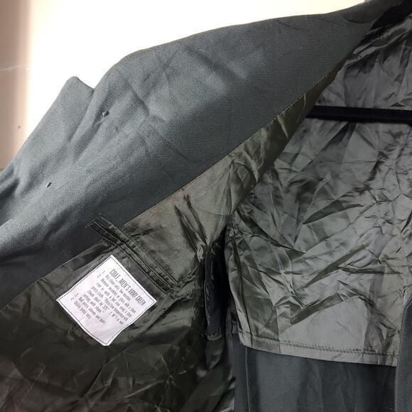 Vintage Army Green Service Coat Blazer Gold Tone Hardware Wool Blend 42R - Picture 10 of 11